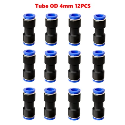 Push To Connect Union Straight Pneumatic Fittings 12PCS 0.16 inch (4mm) Air Tube - Image 1 of 4