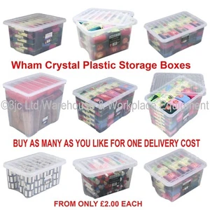 NEW British Made Clear Plastic Storage Box Boxes With Lids CHOICE OF 17 SIZES - Picture 1 of 19