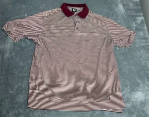 Mens Footjoy Performance Golf Polo Shirt Red White Striped XL - Picture 1 of 5