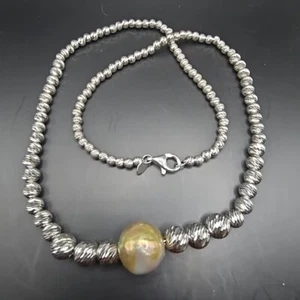 Honora Sterling Silver Freshwater Pearl Faceted Brilliant Bead Necklace 20" - Picture 1 of 12