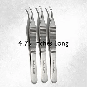 3x ADSON TISSUE DRESSING FORCEPS CURVED 4.75" SURGICAL VETERINARY STAINLESS CE - Picture 1 of 2