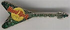 Hard Rock Cafe TIJUANA 1990s Green & Gold ZEBRA V GUITAR PIN #9745