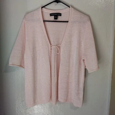 Joseph Chaus Rosa Claro Mujer Corbata Frontal Punto Top Blusa Manga Corta Talla XL Foto 1 de 4