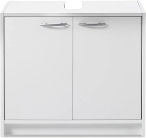 , Armadietto per Bagno Di Colore Bianco Opaco, Elegante Mobile Sottolavabo Con T - Foto 1 di 11
