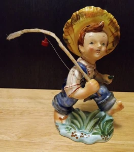 LEFTON Exclusives Fishing Boy Figurine Lodge Cabin Country Vintage 40s Japan - Picture 1 of 5