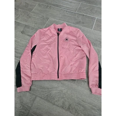Chaqueta Bomber Converse Niñas Rosa Mangas Logo Ligero Abrigo Satinado Mediano Foto 1 de 4
