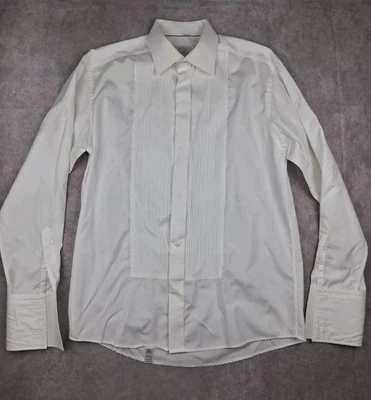 Eton Tuxedo Shirt Men 16.5 42 White Pleated Bib Front Cotton Classic Fit READ - Image 1 of 4