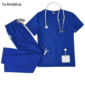 Uniformes médicos unisex hombres mujeres ropa de enfermería laboratorio belleza disfraz enfermera exfoliante - Imagen 1 de 19