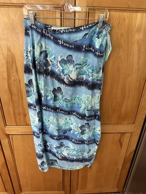 Saia Sarong Vintage M Jams World Wrap Cobertura Aloha Azul Havaí - Imagem 1 de 4