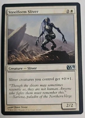 MTG Magic The Gathering Card Steelform Sliver Creaturs Sliver White M14 - Image 1 of 2
