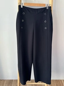 DKNY Black Pants Size AU 10 Work Corporate Wide Leg Stud Detailing High Waisted - Picture 1 of 3