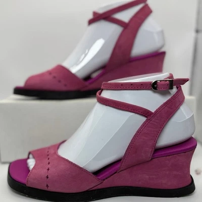 Sandalias de cuero nobuck rosa Arche para mujer correa en el tobillo tacón bloque EU 38 US 7 Foto 1 de 4