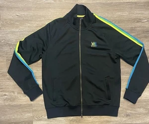 Psycho Bunny Jacke Herren Large schwarz blau grün Track durchgehender Reißverschluss sportlich Freizeit - Bild 1 von 8