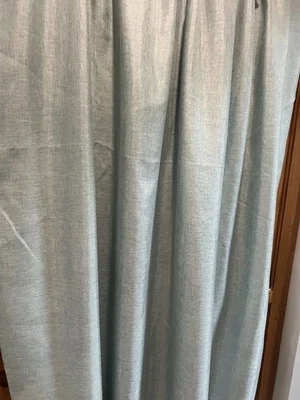 SCHUMACHER SET OF AQUA DRAPES~LINEN LOOK~1 SET~52”W X 86”L - Image 1 of 4