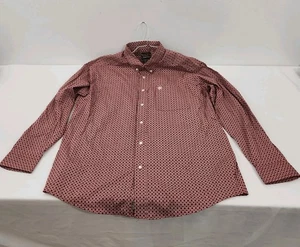 Camisa Ariat Clásica Manga Larga Para Hombre XL Roja Patrón Geométrico Elastizada Occidental - Imagen 1 de 22