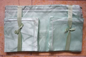 RARO cocina clásico damasco mantel servilletas mantel servilletas verde pálido - Imagen 1 de 4
