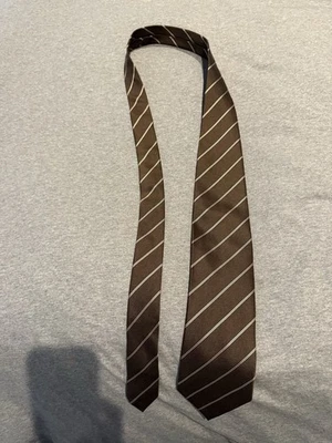 Corbata de seda a rayas marrón y crema Zegna Foto 1 de 3