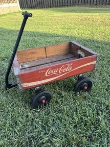 RARE Vintage Wooden and Metal Coca Cola Crate Wagon - Picture 1 of 12
