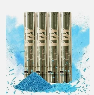Gender Reveal Powder Cannons 4 pack, Blue for Gender Reveal Party- Baby Boy - Image 1 of 4