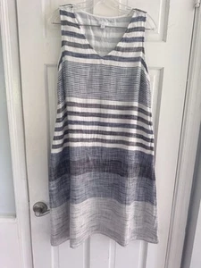 Vestido J Jill Sin Mangas Rayas Blanco Azul Negro Bolsillos 100% Algodón M Costero - Imagen 1 de 11
