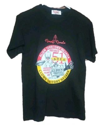 Vintage Clown Motel Nevada Sz Small T Shirt Black RARE - Alien Territory Nevada - Image 1 of 4