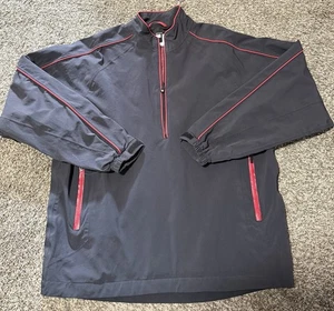 FootJoy Men’s  FJ 1/2 Zip Windbreaker Golf Jacket Size Large Black Red Pockets - Picture 1 of 3