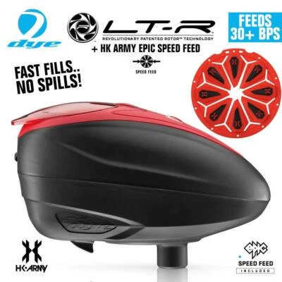Dye LT-R Paintball Loader with HK Army Epic Speed Feed - Red LT-R + Lava SF - Изображение 1 из 4