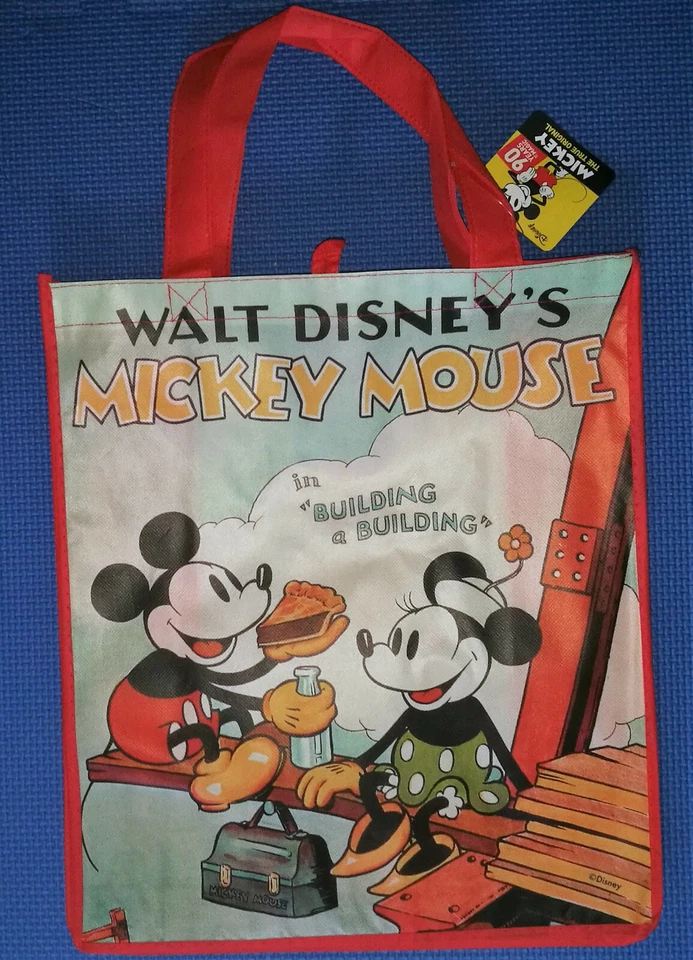 @DISNEY CLASSIC MICKEY & MINNIE MOUSE LARGE REUSABLE TOTE/SHOPPING/GIFT BAG@NWT!