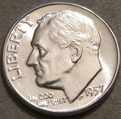 BETTER AS SHOWN - 1957 P UNCIRCULATED ROOSEVELT DIME *** 90% SILVER *** 305 Cover