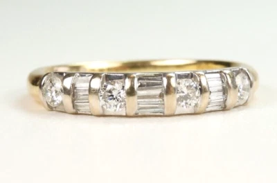 Antique Art Deco Diamond Wedding Band 18KY/W Gold Ring Size 7 UK-N 1/2 EGL USA - Image 1 of 4