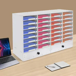 PVC 32 Slots Shelf Organizer Desk Accessories for Folders File Mail Sorter Rack - Picture 1 of 17