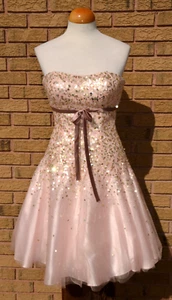Tony Bowls Strapless Mini Dress Paris Pink Princess Sequins Short Sz 4 Prom - Picture 1 of 7