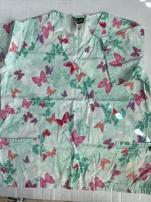UA Scrubs Scrub Top Size X-Large  Beautiful Butterflies - Image 1 of 3