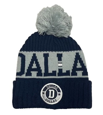 Dallas Cowboys Fan Blue & Grey  Pom Pom Beanie Skullie Winter Hat - Image 1 of 2