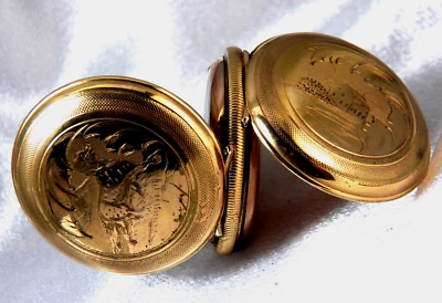 Старинный карманные часы охоты чехол GF 10S ключ набор ключ ветра шикарный! - Изображение 1 из 4