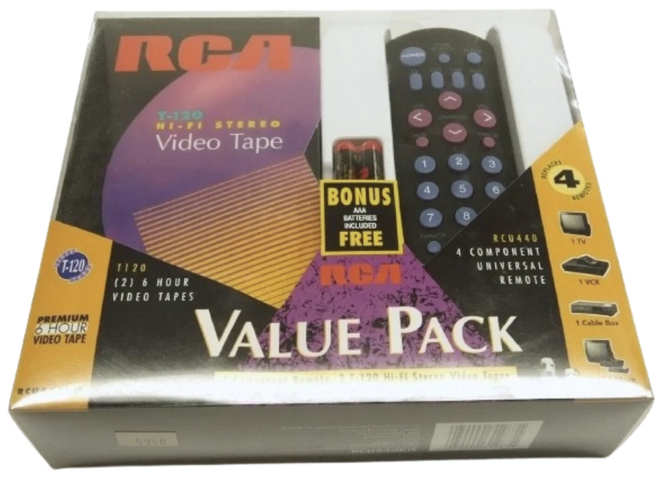 RCA RCU440 kit 4 Component Universal Remote 2 T-120 Hi-Fi Stereo Video VCR Tapes - Image 1 of 1