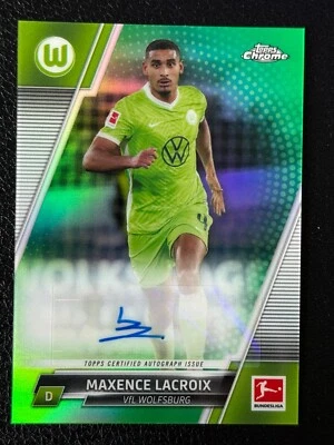 Topps 21-22 Chrome Bundesliga Wolfsburg Auto Maxence Lacroix /99 Green - Image 1 of 2