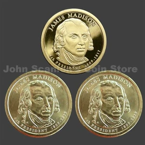 Trio of 2007 Madison Presidential Dollars P&D BU and S-Mint Proof (3 Coins) - Picture 1 of 2