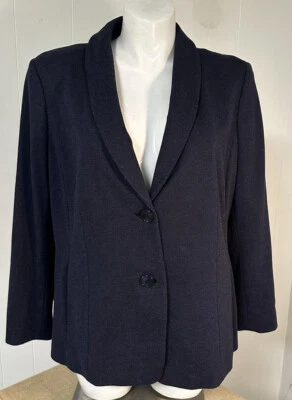 Blazer Lujo Italiano Tejido Azul Espiga Chaqueta Elastizada 20W Nuevo Con Etiquetas Foto 1 de 4