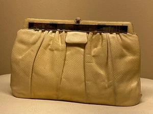 VTG. JUDITH LEIBER Genuine Snakeskin Blonde Minaudiere Bag - Picture 1 of 9