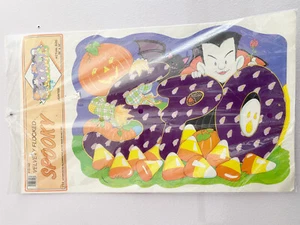 Vtg Halloween 1988 Flocked "SPOOKY" Jointed Banner - Peck Co. SEALED 38x14in - Picture 1 of 6