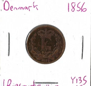 Coin Denmark 1 Skilling Rigsmont 1856 KM763 - Picture 1 of 3