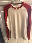 Nike Dri-Fit Long Sleeve Shirt Size M-White/Red-  Minor Flaws/ Spots Free Ship