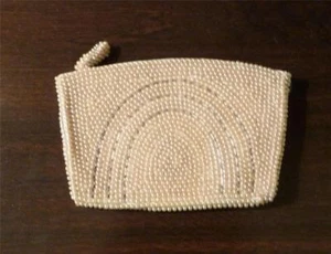 Vintage La Regale Ivory and Silver Beaded Clutch - Picture 1 of 1