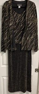 Alex Evenings Black and Gold Sequined Dress and Bolero Jacket Size 18 Read - Picture 1 of 14