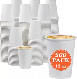 500 Count 12 oz Paper Coffee Cups, Disposable Paper Coffee Cups - Picture 1 of 5