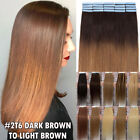 THICK 100G Tape In 100% Remy Human Hair Extensions Skin Weft FULL HEAD #Brown UK