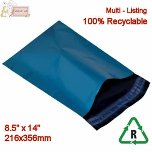 BLUE Metallic Mailing Postal Packaging Bags 8.5" x 14" Recyclable Poly 216x356mm - Picture 1 of 4