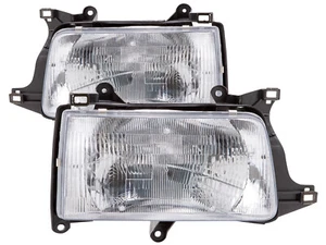Headlights Halogen Chrome Pair Left Right Set Fits 93-98 Toyota T100 Pick Up - Picture 1 of 3