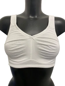White Mastectomy Bra 34B wirefree wireless no padding wide support comfort strap - Picture 1 of 8